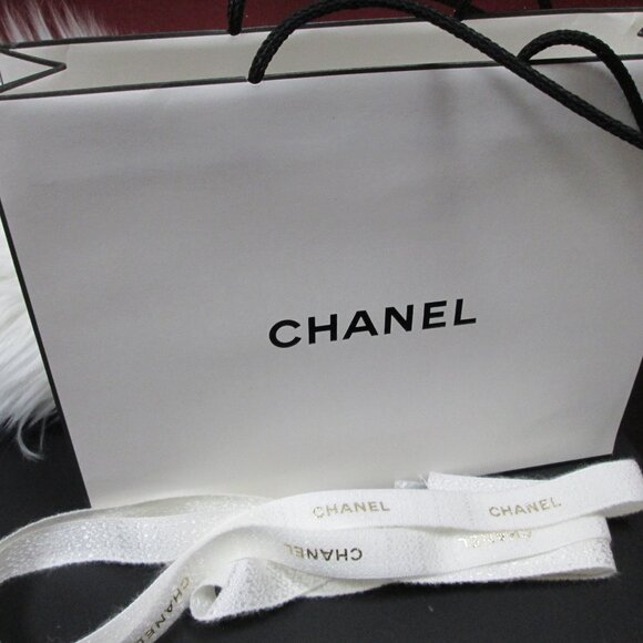 CHANEL Handbags - Chanel small gift bag Black & White w/ Bonus Long Ribbon Strand